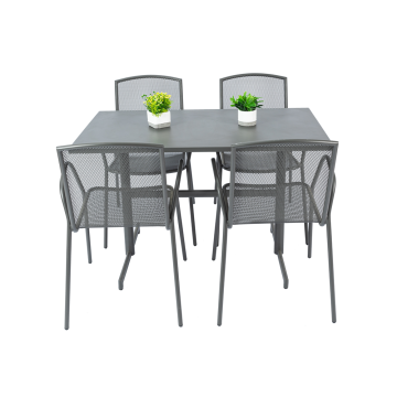 Table pliante rectangulaire 117*70 cm et 4 fauteuils en maille